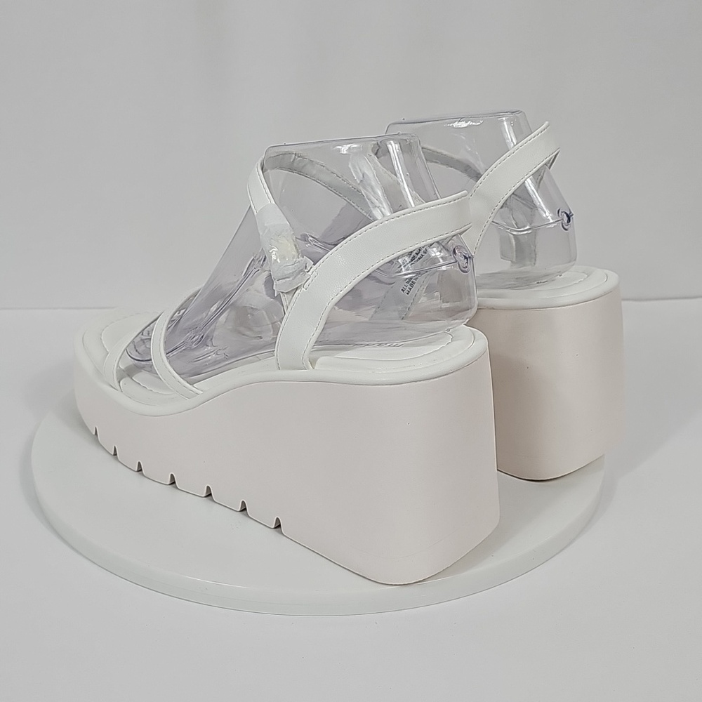 NIB Steve Madden Vaultt Platform Wedge Sandals Strappy Caged Chunky Heel White 9 - Picture 8 of 16